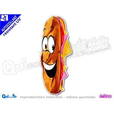 Sticker autocollant SANDWICH JAMBON FROMAGE TOMATE comique