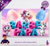Autocollant BARBE A PAPA titre 3D licornes affiche adhésive