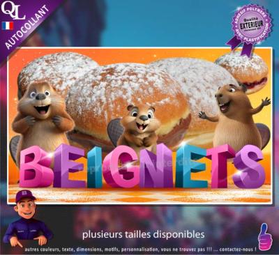 Autocollant BEIGNETS titre 3D CASTOR affiche