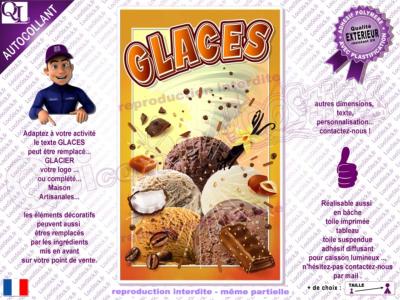 Autocollant Affiche plv GLACES boules choco Glacier