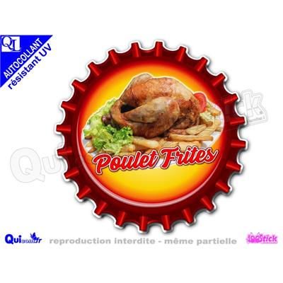 Autocollant POULET FRITES motif capsule adhésif résistant UV