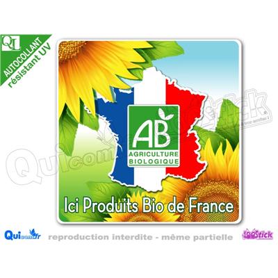 sticker ICI VENTE DE PRODUITS BIO DE FRANCE TOURNESOL