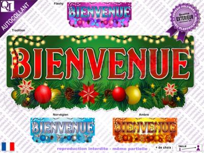 Autocollant BIENVENUE rectangle décor Noël (ref2)