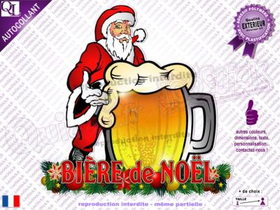 Autocollant Chope de BIÈRE Père Noël (ref1)