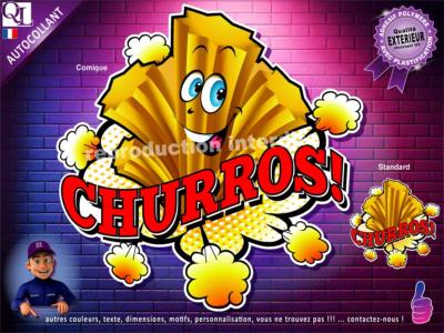 Autocollant CHURROS bulle comique sticker résistant UV