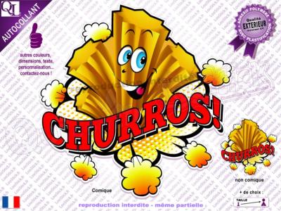 Autocollant CHURROS bulle comique sticker résistant UV