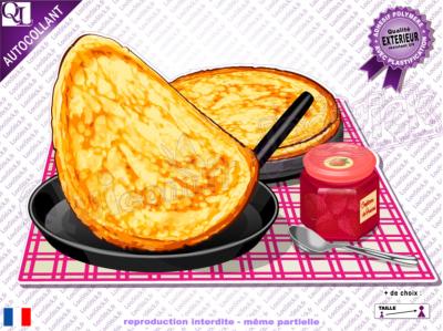 Autocollant CRÊPE Gourmande Poêle pot de confiture