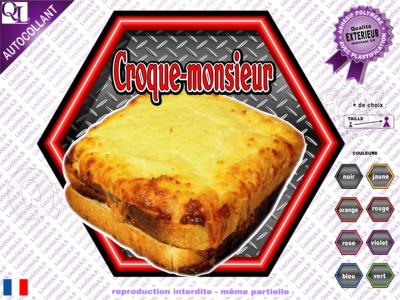 Autocollant CROQUE-MONSIEUR hexa effet métal