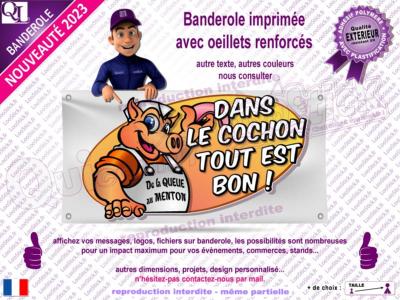 Banderole slogan COCHON plv stand charcutier