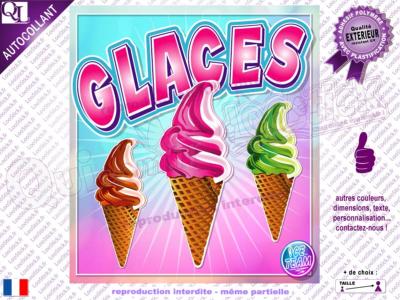 Autocollant Affiche plv GLACES Italienne cornet gaufre