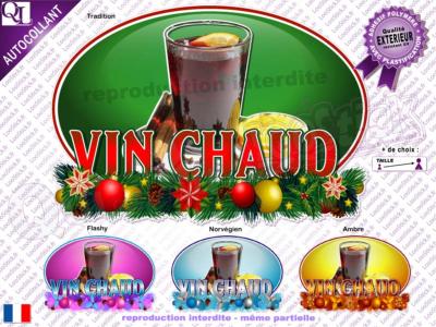 Sticker autocollant VIN CHAUD DECOR NOEL résistant UV