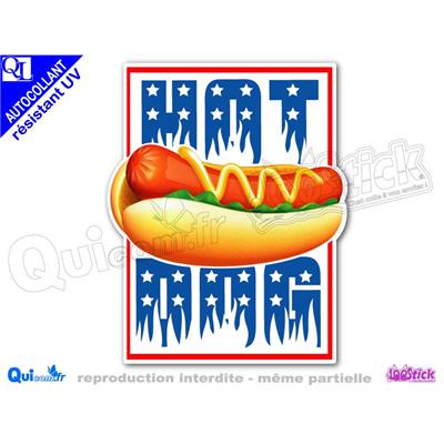 Autocollant HOT DOG encadré américain