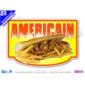 Autocollant AMERICAIN KEBAB FRITES cadre - couleurs au choix