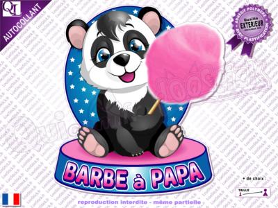 Autocollant BARBE A PAPA PANDA ETOILES résistant UV