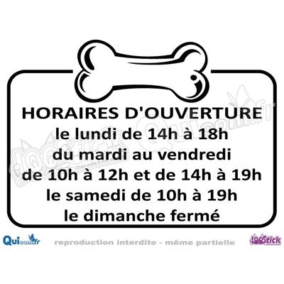 Lettrage Adhésif Horaires motif OS de CHIEN