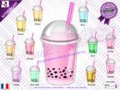 Autocollant BUBBLE TEA Lait gobelet (ref1)