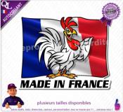 Autocollant MADE IN FRANCE COQ DRAPEAU