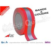 Bande REFLECHISSANTE  Coudre Tissu BLANC ORANGE Fluo