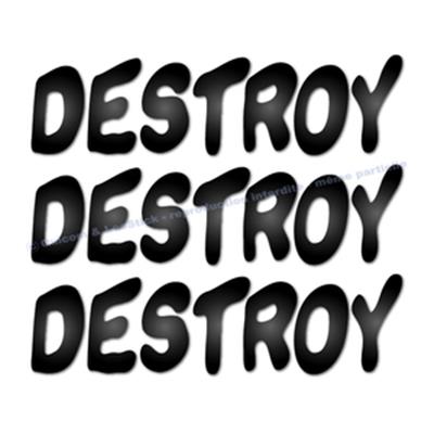 3 lettrages Destroy RETRO 13x3,5cm