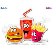 Autocollant Cartoon BURGER FRITES SODA