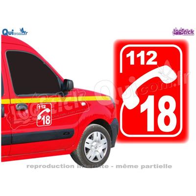 Sticker Pompiers Numéro 18 112 Adhésif Standard