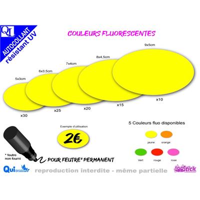 stick ETIQUETTES OVALES adhésives couleur FLUO