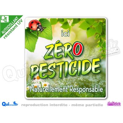 sticker ZERO PESTICIDE motif COCCINELLE adhésif résistant UV
