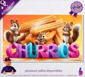 Autocollant CHURROS titre 3D écureuils affiche