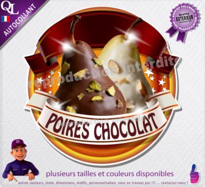 Autocollant POIRES CHOCOLAT ruban forain STICKER
