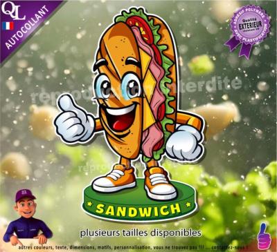 Autocollant SANDWICH MASCOTTE COMIQUE ref1
