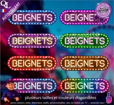 Autocollant BEIGNETS bandeau forain effet néon