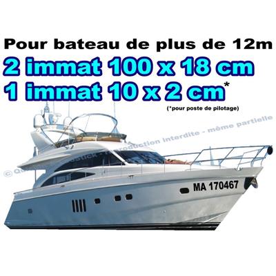 Immatriculation adhésive Bateau coque rigide 100x18cm