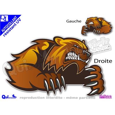 Autocollant OURS GRIZZLY COLERE sticker résistant UV