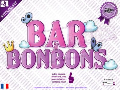 Autocollant BAR à BONBONS titre princesse (ref3)