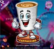 Autocollant CAPPUCCINO GOBELET COMIQUE ref1
