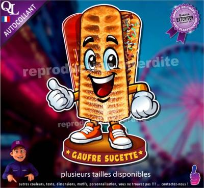 Autocollant GAUFRE SUCETTE MASCOTTE COMIQUE ref1