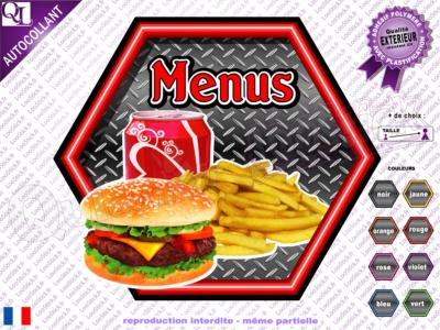 Autocollant MENUS hexa effet métal