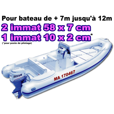 Immatriculation adhésive Bateau Pneumatique 58x7cm