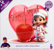 Autocollant POMME D'AMOUR COEUR fillette 3