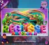 Autocollant REGLISSE AMERICAIN titre 3D caméleon affiche