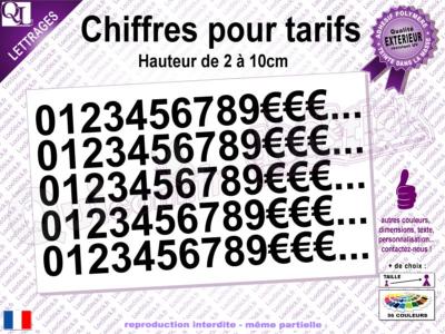 Chiffres adhésifs Prix Tarif