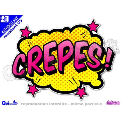 Sticker CREPES titre bulle comique résistant UV