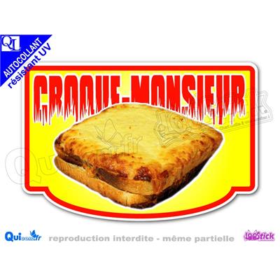 Autocollant CROQUE MONSIEUR cadre 5 couleurs au choix