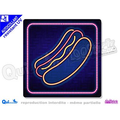 sticker MOTIF HOT-DOG effet néon autocollant