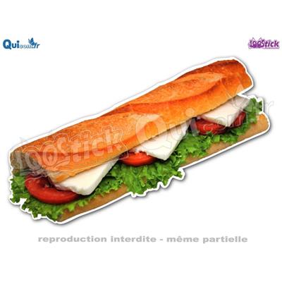 Autocollant Sandwich Baguette Mozzarella Salade Tomate