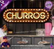 Autocollant CHURROS bandeau forain effet néon