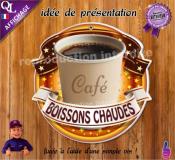 PANCARTE PLV PVC boissons chaudes CAFÉ ruban forain