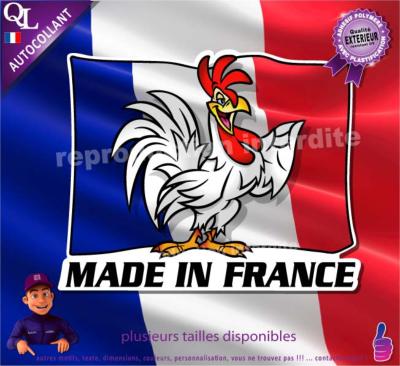 Autocollant MADE IN FRANCE COQ DRAPEAU