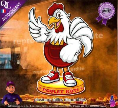 Autocollant POULET RÔTI MASCOTTE COMIQUE ref1