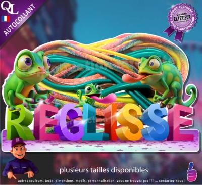 Autocollant REGLISSE AMERICAIN titre 3D caméleon affiche